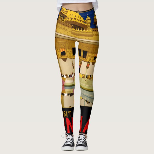 India travel poster indian vintage art leggings (Front)