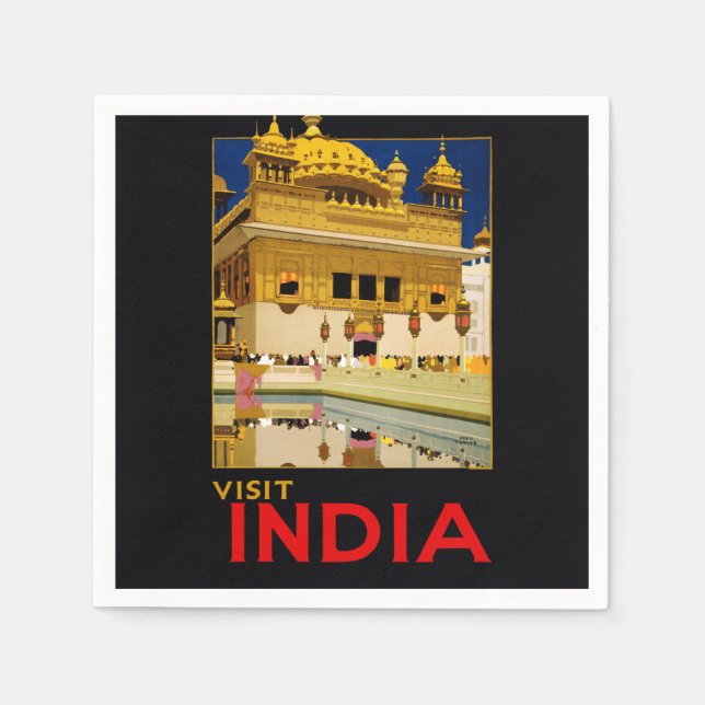 India travel poster indian vintage art napkin (Front)