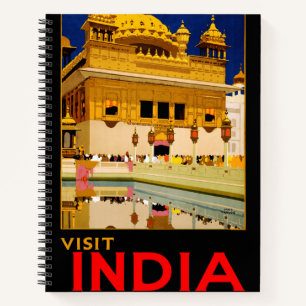 India travel poster indian vintage art notebook