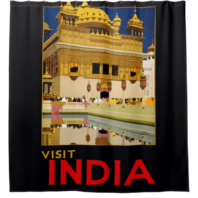 India travel poster indian vintage art shower curtain (Front)