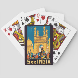 India Travel Poster playing cards