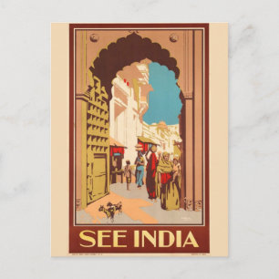 India Travel Poster postcard
