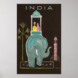 India travel poster vintage