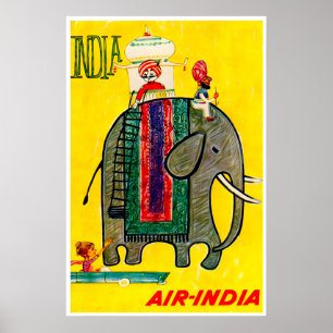 India Travel Print Elephant Poster Indian Art