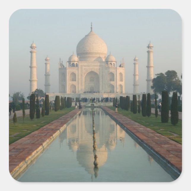INDIA, Uttar Pradesh, Agra: Taj Mahal, Morning Square Sticker (Front)