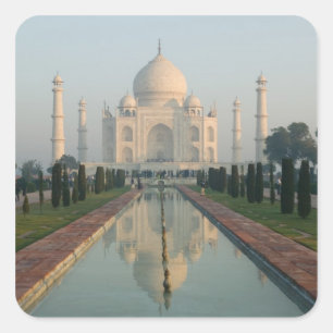 INDIA, Uttar Pradesh, Agra: Taj Mahal, Morning Square Sticker
