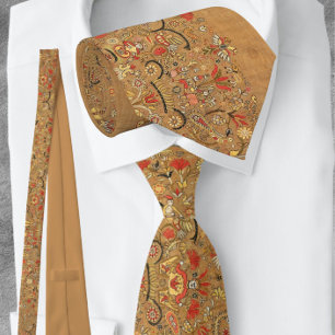 India Victorian Pattern Gold People Tie