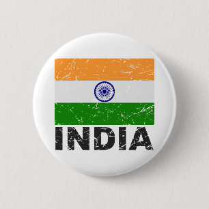 India Vintage Flag 6 Cm Round Badge