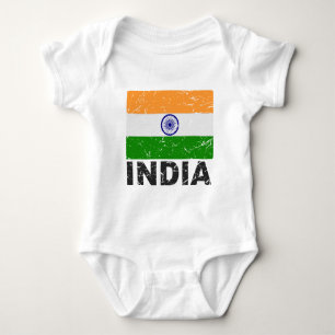 India Vintage Flag Baby Bodysuit
