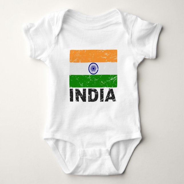 India Vintage Flag Baby Bodysuit (Front)