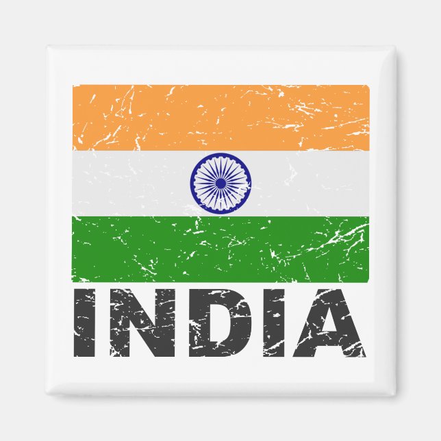 India Vintage Flag Magnet (Front)