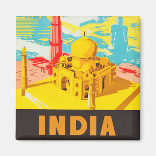 India vintage travel magnet