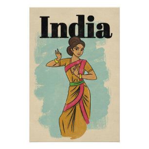 India vintage travel poster