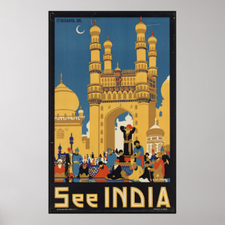 India Vintage Travel Poster Ad Retro Prints