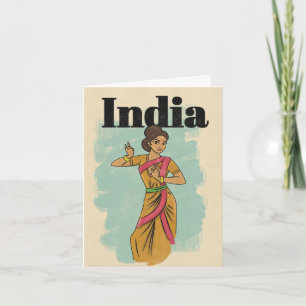 India vintage travel poster card