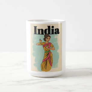 India vintage travel poster coffee mug