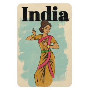 India vintage travel poster magnet