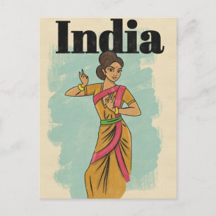 India vintage travel poster postcard