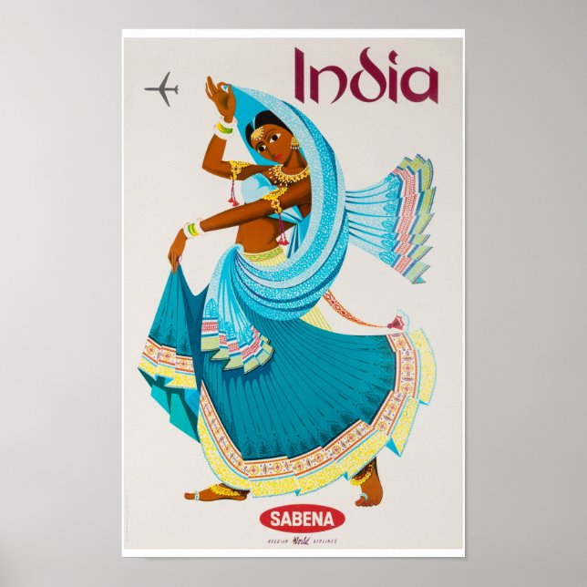 India Vintage Travel Poster Restored (Front)