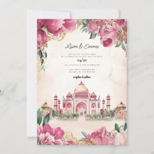 India Watercolor Wedding Destination Invitation