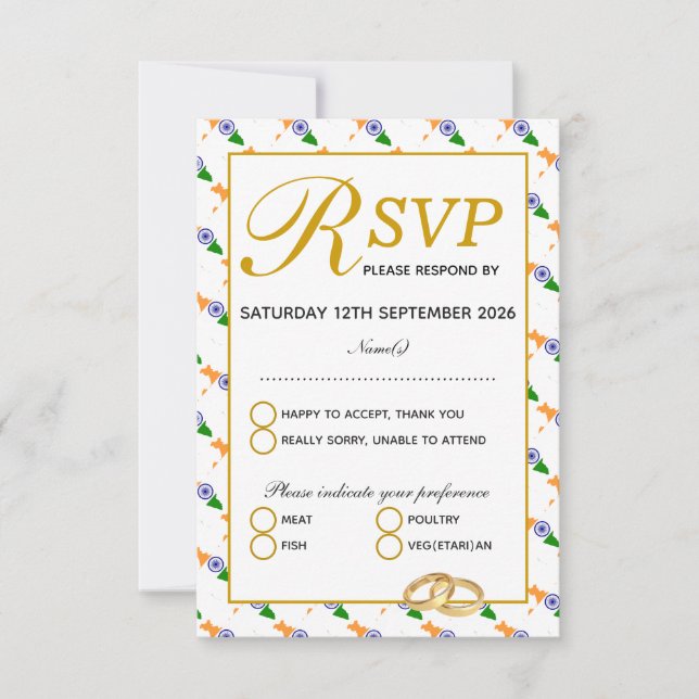 INDIA Wedding Celebration RSVP Response Card (Front)