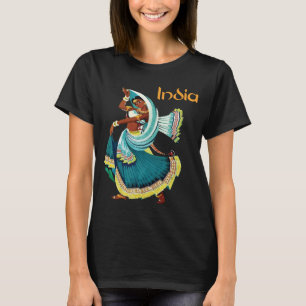 India Woman Saree Vibrant Retro Travel T-Shirt