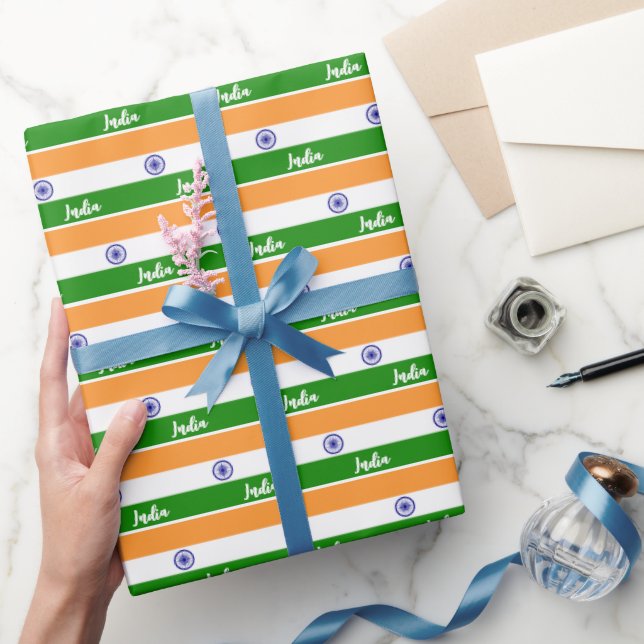 India Wrapping Paper, Indian Flag patriotic Wrapping Paper (Gifting)