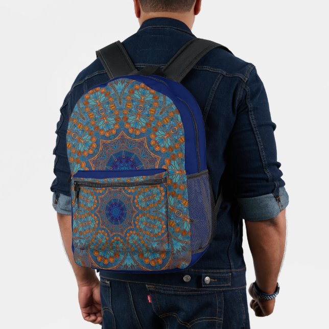 Indian All over print Blue Copper Backpack (Insitu (Model))