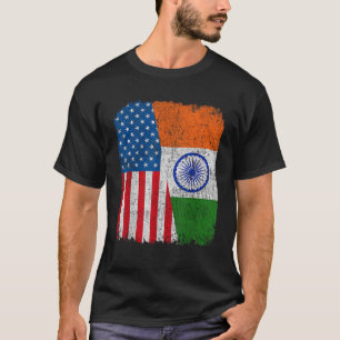 Indian American Flag Half USA India Root Proud T-Shirt