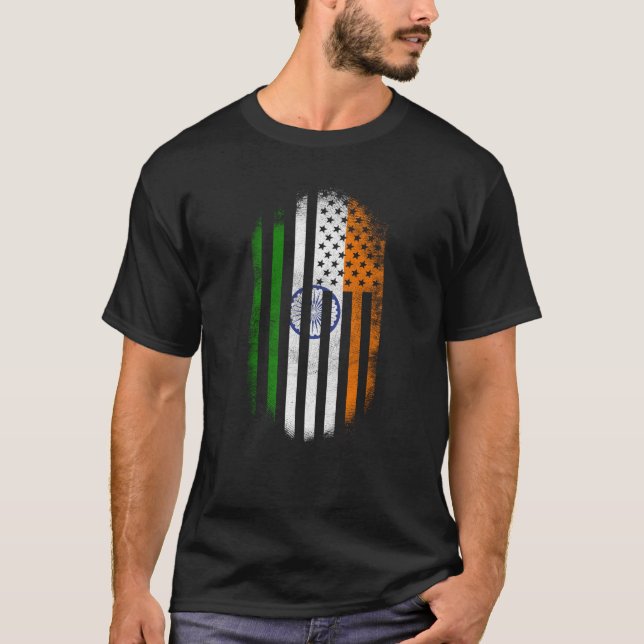 Indian American Flag   India and USA Design T-Shirt (Front)