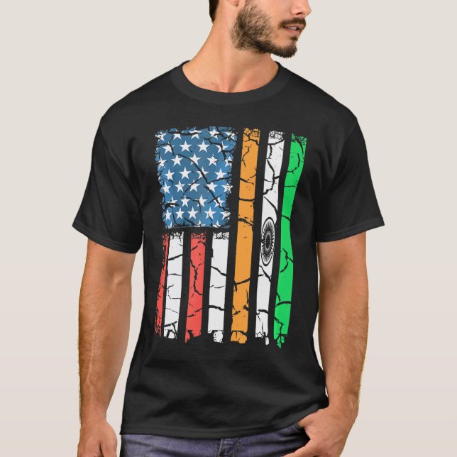 Indian American Flag Usa Patriot India         T-Shirt (Front)