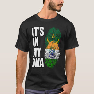 Indian And Mauritanian Mix DNA Heritage Flag T-Shirt