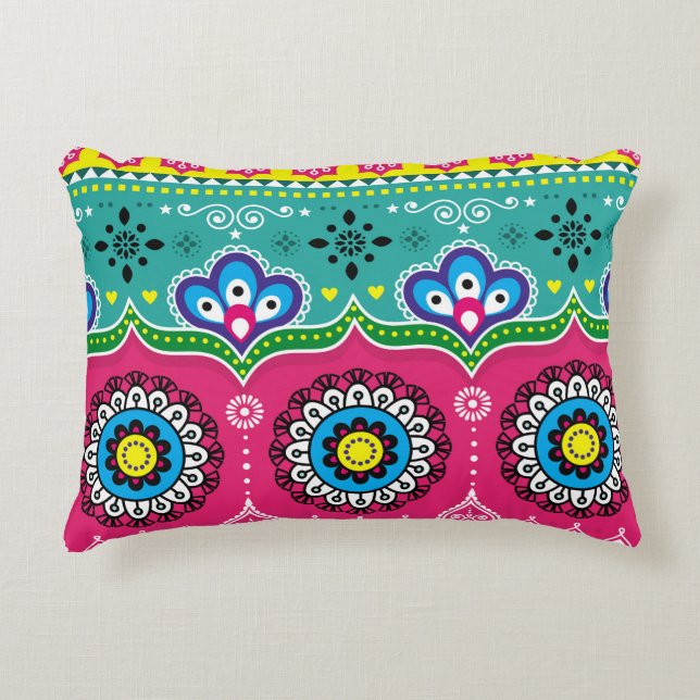 Indian and Pakistani truck art design, Jingle truc Decorative Cushion (Front)