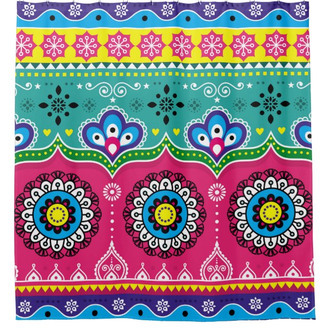 Indian and Pakistani truck art design, Jingle truc Shower Curtain (Front)
