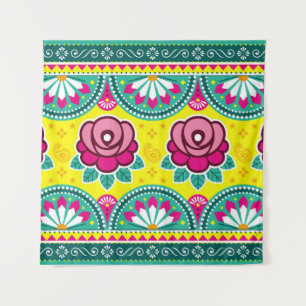 Indian and Pakistani truck art seamless long horiz Tapestry