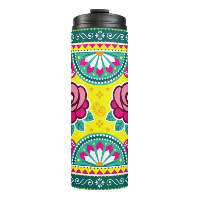 Indian and Pakistani truck art seamless long horiz Thermal Tumbler (Front)