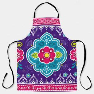 Indian and Pakistani truck art seamless pattern de Apron