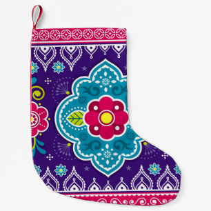 Indian and Pakistani truck art seamless pattern de Small Christmas Stocking