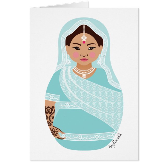 Indian (Aqua) Matryoshka Card (Front)