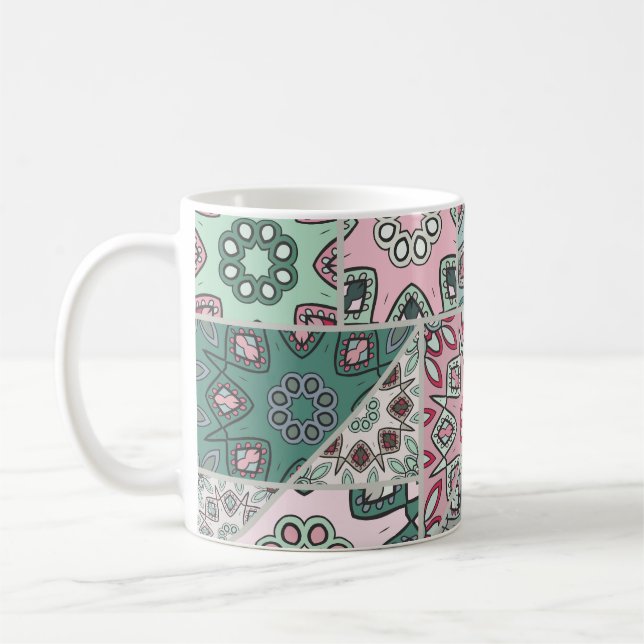 Indian Arabic Patchwork Quilt Vintage Coffee Mug (Left)