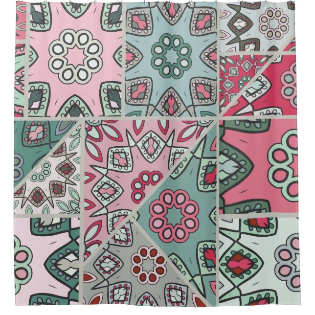 Indian Arabic Patchwork Quilt Vintage Shower Curtain (Front)