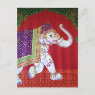 Indian art elephant postcard