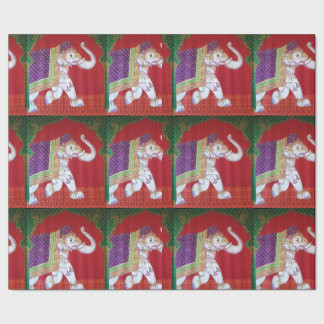 Indian art elephant red and green gift wrapper wrapping paper