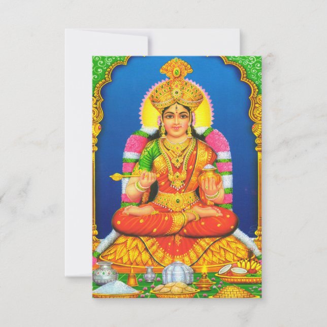 Indian Art Lakshmi Goddess Hindu Religion Thank You Card (Front)