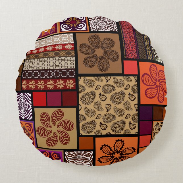 Indian arts, mega seamless creative set. round cushion (Front)