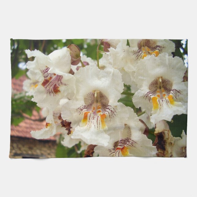 Indian Bean Tree Flowers Tea Towel (Horizontal)