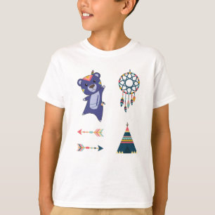 Indian Bear blue Fashing Teddy Feather Cute T-Shirt