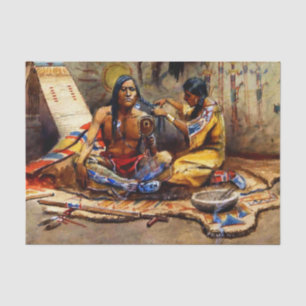 “Indian Beauty Parlour” by Charles M Russell Tissue Paper