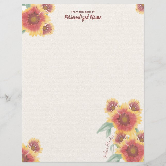 Indian Blanket Unlined Paper Sheet (Front)
