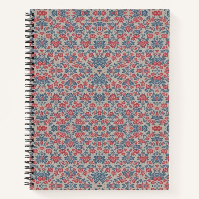 Indian Block Print Floral Indigo Notebook (Front)